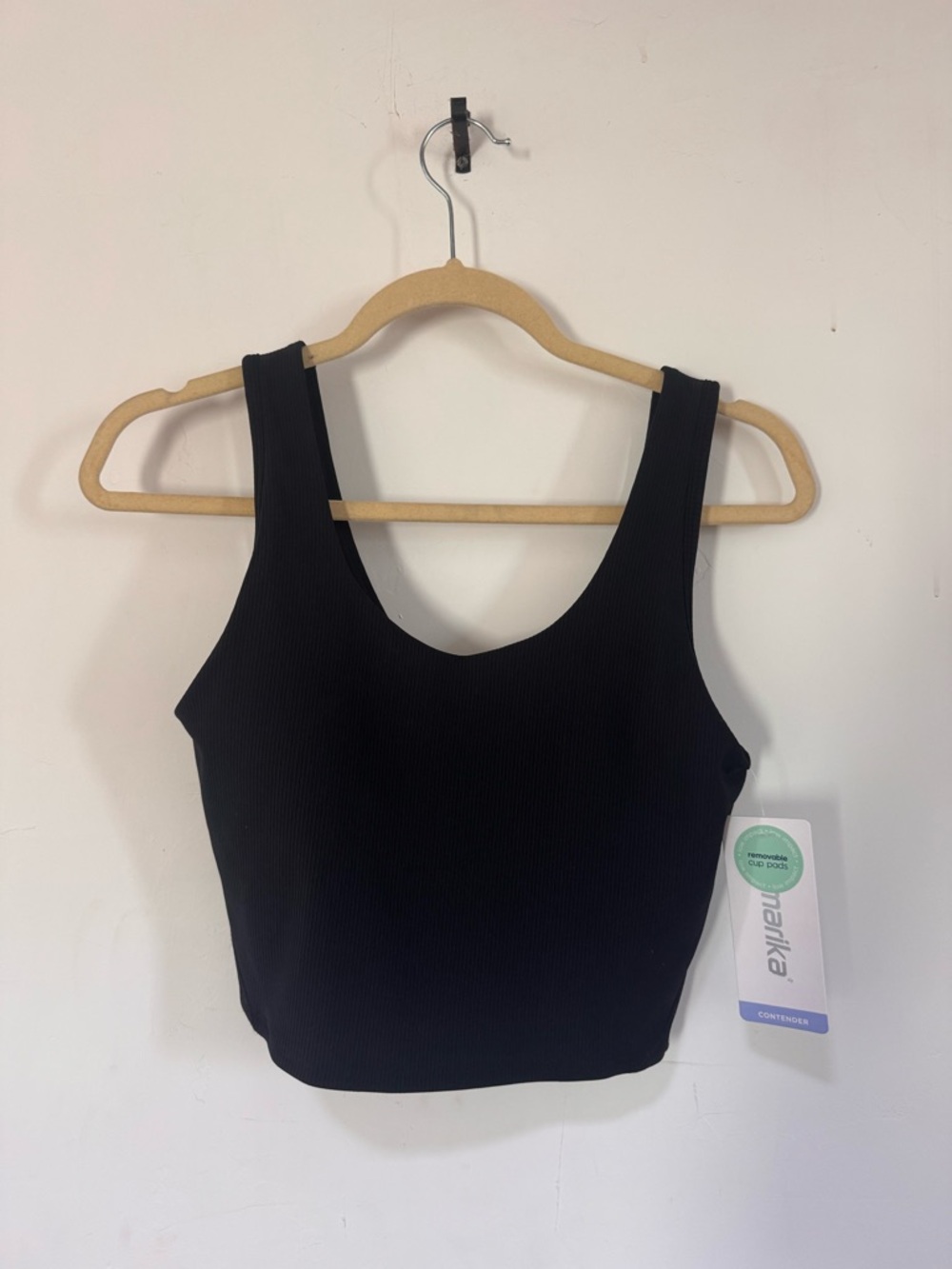 Marika Black Ribbed Crop Tank Top